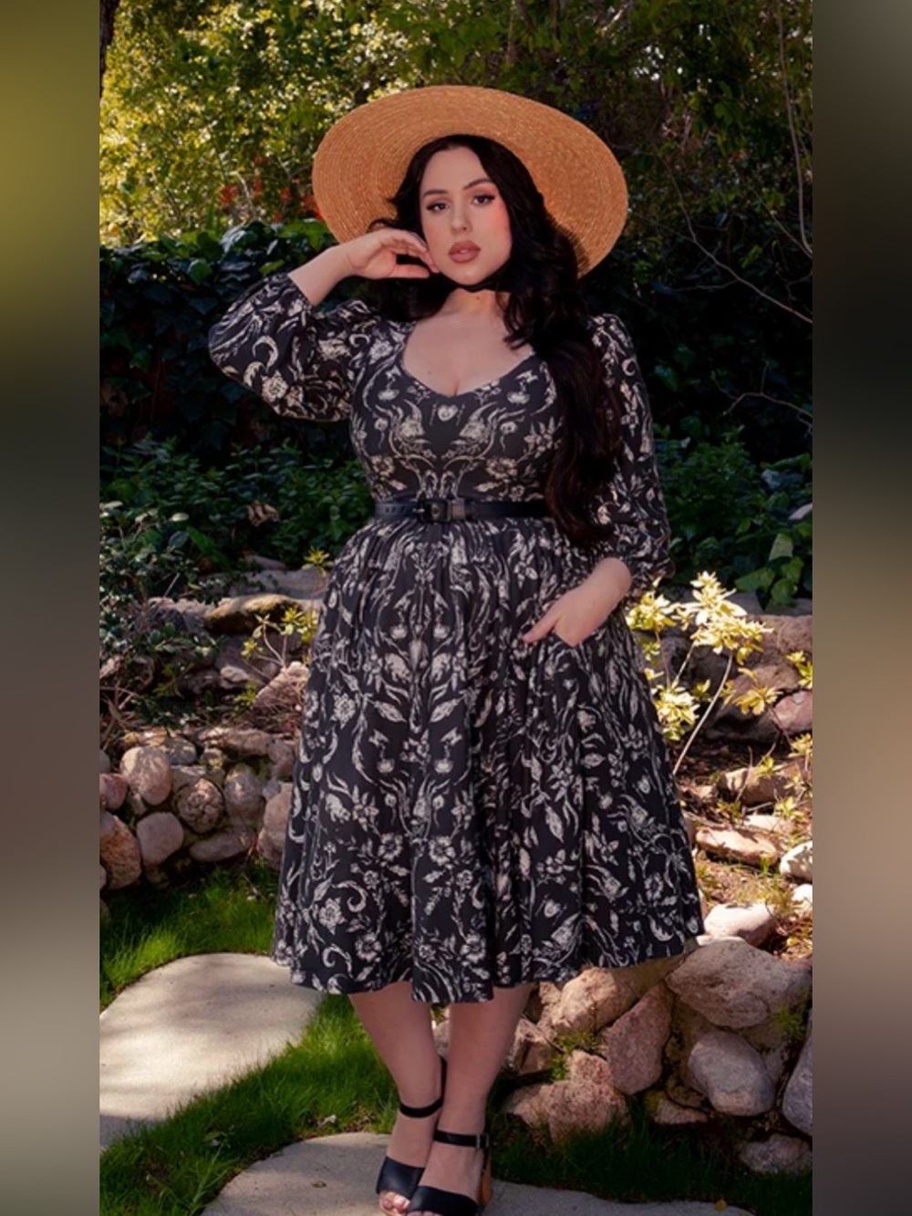 Dark Forest Dress in Cottage Witch Toile Print
